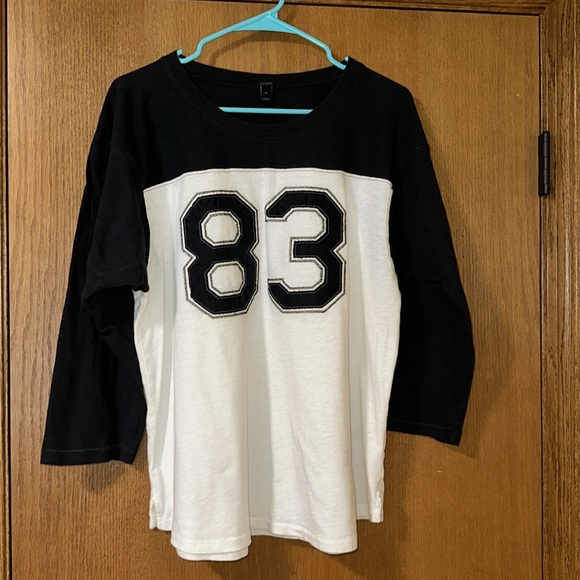J Crew Football Navy White 83 three quarter sleeve top size  XL - Picture 13 of 14